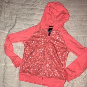 Girls Old Navy pink sequenced Jodie jacket size M